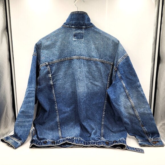 AE American Eagle Women's Jean Jacket Size XS Blue Denim Trucker Distressed - Picture 3 of 10